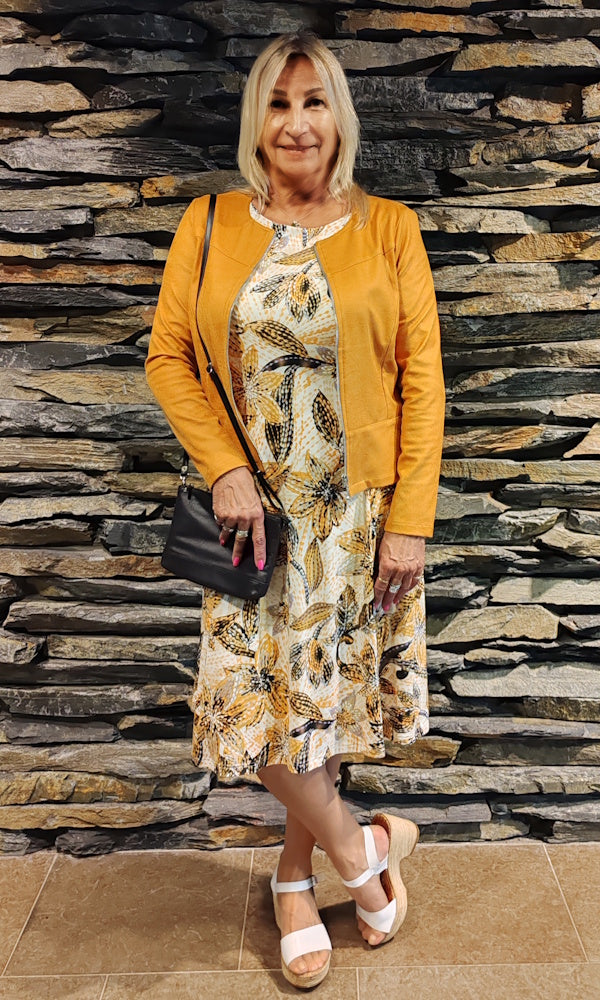 KATI mekko venekauluksella okra